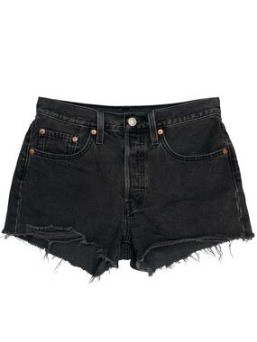 Levi’s 501 Black Cut Off Shorts W26 High Rise 100% Cotton Denim